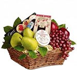 Sophisticated Delicious Gourmet and Fruit Basket