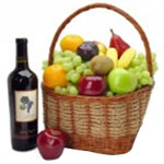 Ideal Fresh Fruit and Wine Gift Basket