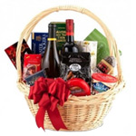 Delightful Basket with Wine and Delicacies Delight