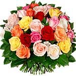 A cheerful assortment of dozen roses of Pink, White and Yellow Roses....