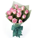 Dramatic Bouquet of 12 Pink Roses