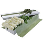 Tender Selection of White Roses in a Box