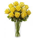 Sweetest New Year Special Dozen Yellow Roses in vase.