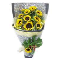10 sunflowers, match flowers and greenery. Special flowers should be order 2 day...