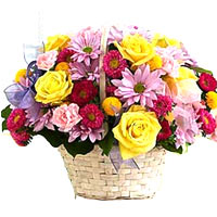 Stunning Blush of Love Mixed Flowers in a Basket