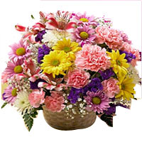 Touching Vibrant Blooms Mixed Floral Basket