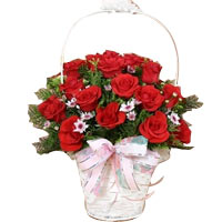Blooming 16 Red Roses Basket