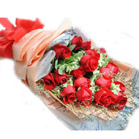 19 red roses, with greens, single package banquet....