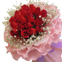 19 perfect red roses, matcht baby`s breath....