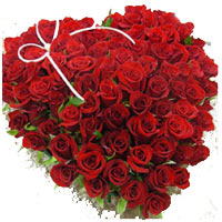 Delicate 72 Red Roses Bunch in Heart Shape