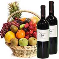 Two bottles of wine accompany our classic fruit ba...