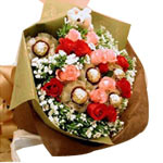 Red and pink roses total 22, 5 chocolates, match w...