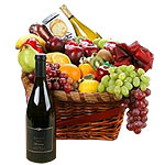 Colorful Fruit and Wine Basket