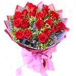 Expressive 19 Red Roses Bunch with Greens