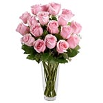 Dazzling Pink Roses Arrangement in a Vase