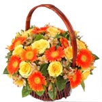 Fragrant Basket of Roses and Gerberas