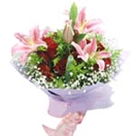 Aromatic Bunch of 19 Red Roses in a Pink Wrap