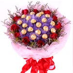 Yummy 18 Ferrero Rocher Chocolate with 11 Red Roses Bouquet