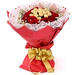 Remarkable Dozen Red Roses with 16 Ferrero Rocher