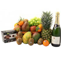 Bountiful Fresh Fruits, Chocolate N French Champagne Gift Set