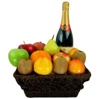 Balanced Seasonal Fruits and Champagne Basket