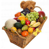 Outstanding Fine Selection Fruit Basket with Teddy