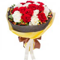 Send this Delicate Personal Touch White N Red Rose...