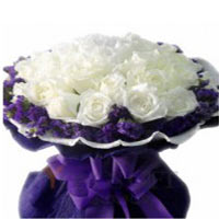 Bright White Rose Sympathy Bouquet