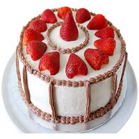 10 inch cream fruit cake. If strawberries are not ...
