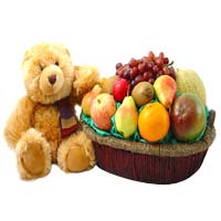 Seasonal fresh fruits basket & Cute Bear<br>(Bear ...