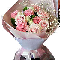 4 pink roses, 4 white roses, 5 pink carnations, ma......  to Guangzhou
