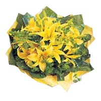 8 yellow perfume lilies, match greenery, green tis......  to Lanxi