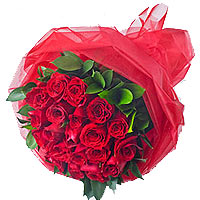 24 red roses, match greenery,red gauze package wit......  to Dehong