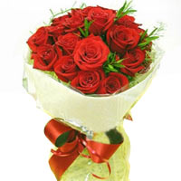 18 red roses, match greenery, bouquet.......  to Jiaxing