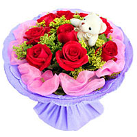 9 red roses and a cute bear beautiful hand banquet......  to Guilin