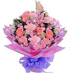  10 pink roses, 1 white lily, 10 pink carnations, ......  to Jingjiang