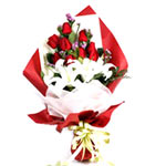  9 red roses, 2 lilies, match leaves, and forget-m......  to Aletai