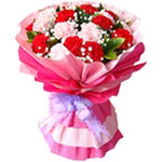  12 pink carnations and 12 red carnations, with ba......  to Meizhou