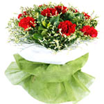 9 red carnations, match greenery. Simple but elega......  to Nantong