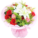  9 red roses,9 pink carnations,1 perfume white lil......  to Mingguang