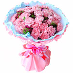  24 pink carnations, matched with greens, pink and......  to Linchuan