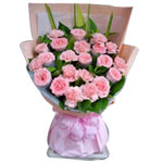 11 pink roses, 11 pink carnations, with greens, be......  to Cangzhou