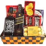 Joyful New Year Jack and Jonnie Whiskey Basket