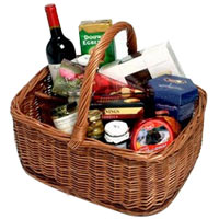 Enigmatic Crunch N Munch Gift Basket with Wine
