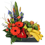 Fruit basket with colorful tropical flowers Large ...