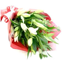  Delicate bouquet of 3 white lilies decorated with...