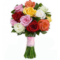  A bouquet of 9 cheerful and warm color Roses will treat each person. ...