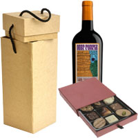 Creative Gift of One Bottle Deep Purple Zinfandel Wine with One Chocolate Box