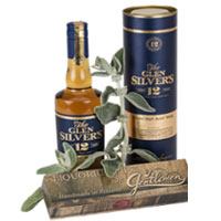 Enigmatic Gift of One Bottle Glen Silvers 12 Years Pure Malt Whisky N One Box of Licorice Pipe 
