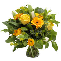 A light-hearted and inspired bouquet of seasonal y...